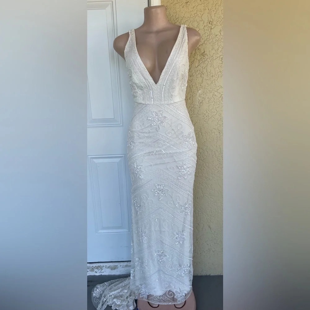 Lulu's White Lace Wedding Dress - Picture 4 of 16